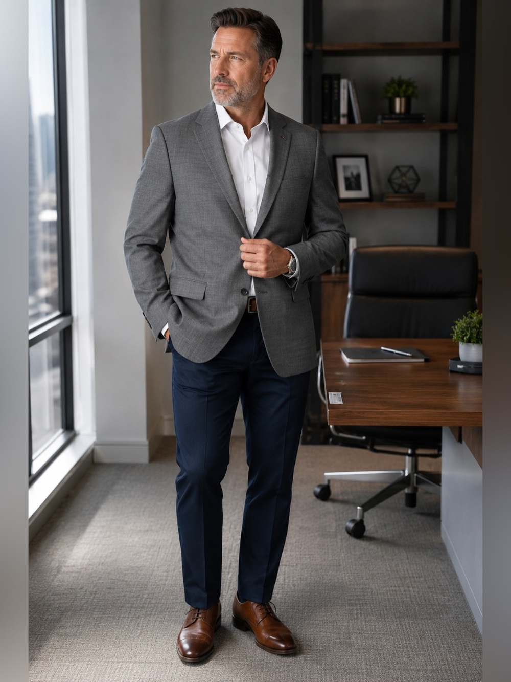 NWT Crown & Ivy Aerocool Gray Sport Coat Blazer Men's 56R Modern Fit Stretch